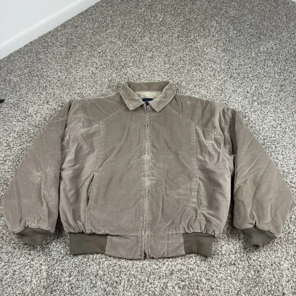 Vintage Polo Club Manhattan Corduroy Sherpa Lined Jacket Mens 2XL Beige USA